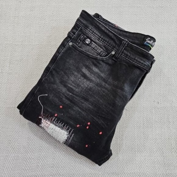 Switch Remarkable Jeans Men's 38x32 Distressed Paint Splatter Slim Jeans 6592 - Picture 15 of 15